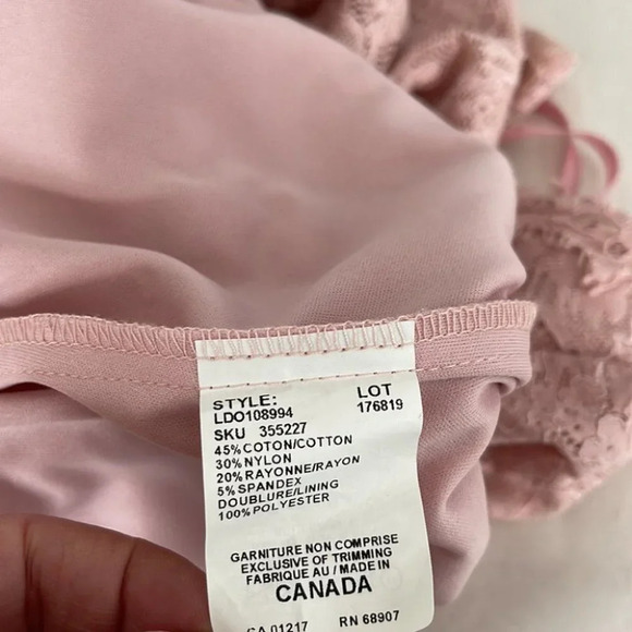 LE CHATEAU Pastel Blush Pink Floral Lace Dress Bodycon Tailored Fit Size M - Picture 10 of 13